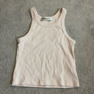 Pink Ribbed Sleeveless Fitted Tank Top Brand: the foundationals